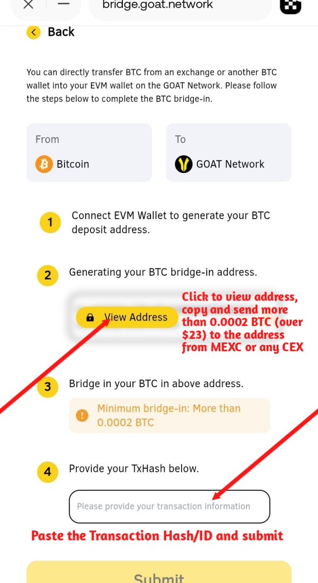Adewale⌛ (@adewalearobieke) on Twitter photo If you have just heard about <a href="/GOATRollup/">GOAT Network 🟡</a>'s One Piece campaign and you're wondering what the most user-friendly way to start is, then I would advise you start by bridging into Goat Network from a CEX (Centralized Exchange),
Preferably MEXC, because they have the cheapest BTC gas If you have just heard about <a href="/GOATRollup/">GOAT Network 🟡</a>'s One Piece campaign and you're wondering what the most user-friendly way to start is, then I would advise you start by bridging into Goat Network from a CEX (Centralized Exchange),
Preferably MEXC, because they have the cheapest BTC gas