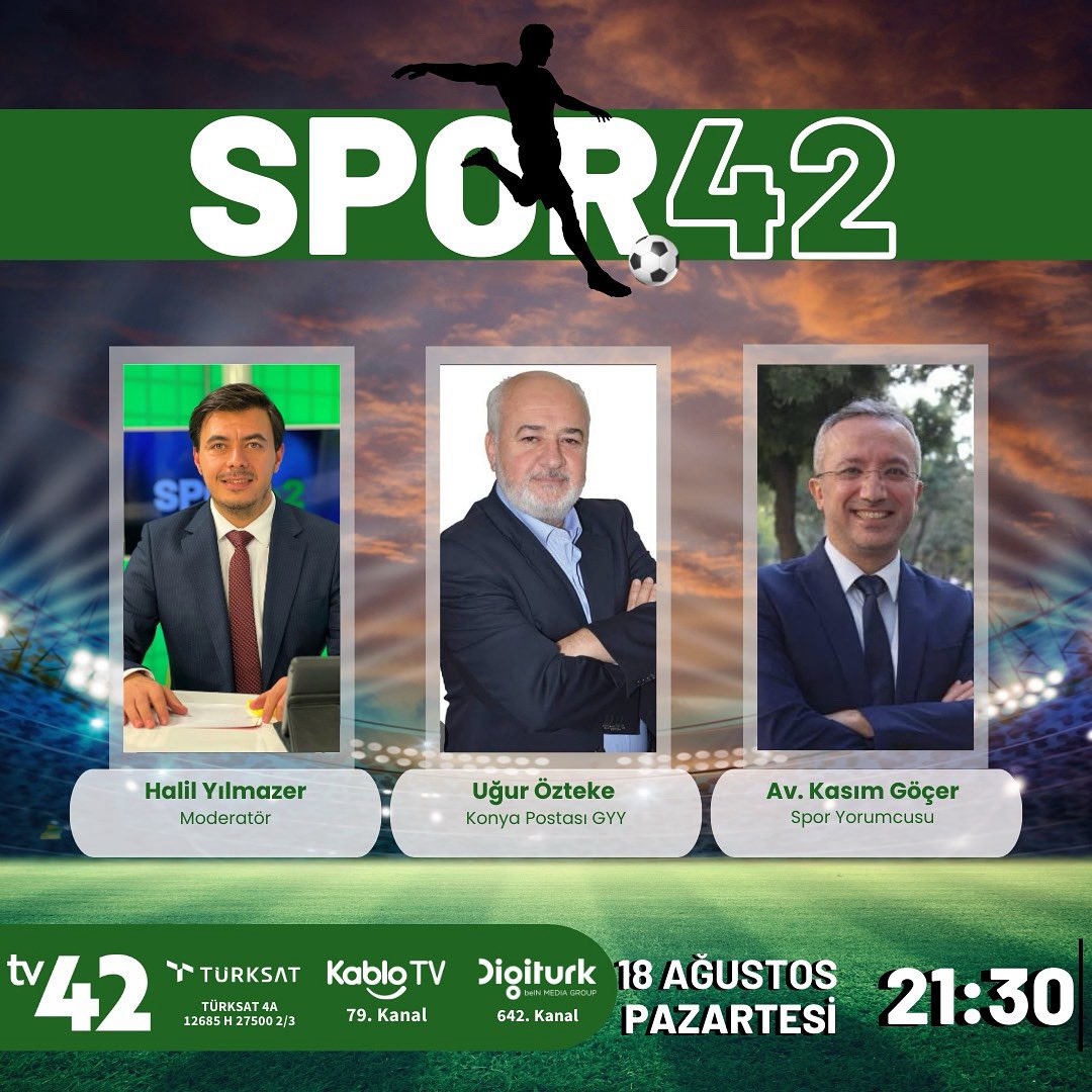 Konya Postası Genel Yayın Yönetmeni Uğur Özteke ve Spor Yorumcusu Av. Kasım Göçer, Halil Yılmazer’in hazırlayıp sunduğu Spor 42 Programının konuğu oluyor.

18 Ağustos Pazartesi | Saat 21:30

<a href="/ugurozteke/">uğur özteke</a> <a href="/avkasimgocer/">KASIM GÖÇER</a> <a href="/halilylmzrr/">Halil Yılmazer</a>