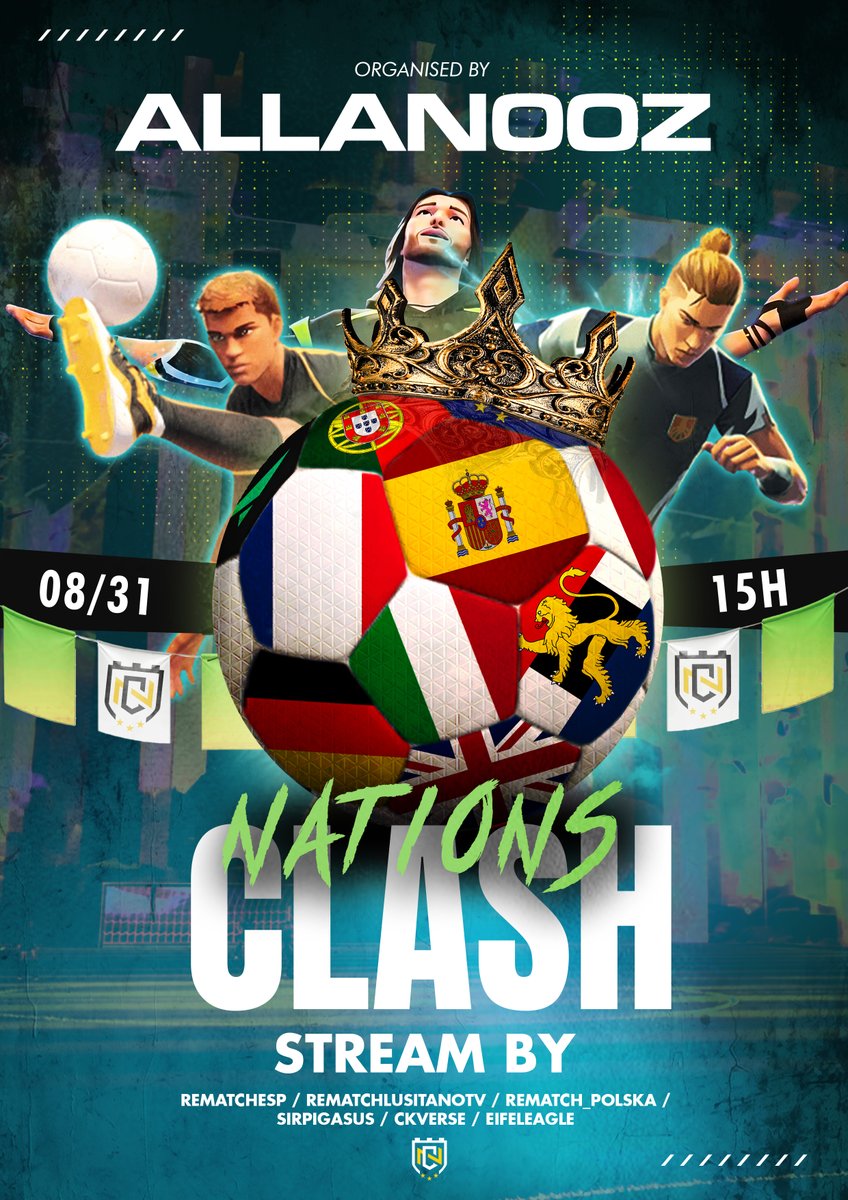 ❗️Competition Announcement!

Introducing the Nations Clash!

8 European National teams compete to determine the strongest <a href="/PlayRematch/">Rematch</a> nation in Europe 🇪🇺

Here's what you need to know 🔽

🇪🇺 8 Nations (Spain, England, Poland, France, Italy, Germany, Portugal, and Benelux)
📅