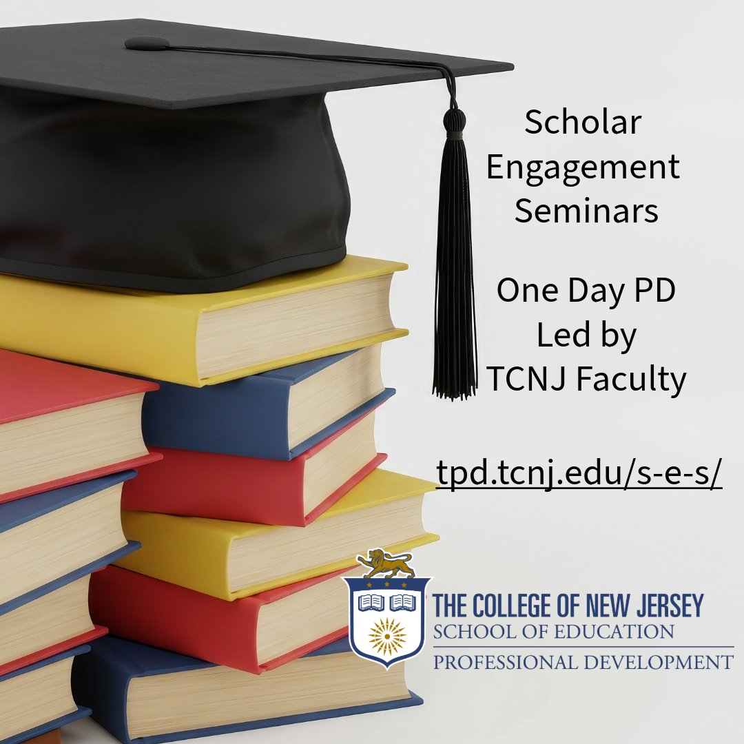 Scholar Engagement Seminars are one day professional development led by outstanding faculty members of TCNJ .
Learn More: tpd.tcnj.edu/s-e-s/ 
#tcnj