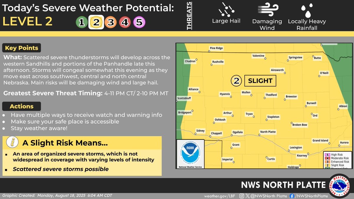 Lincoln Co - High in the low 90's with sunny skies for today. Low in the low 60's with chance of T-storms for tonight.
Tomorrow's High cemented in the low 90's with sunny skies.