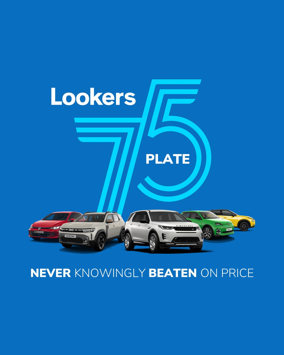 LookersGroup's tweet image. The new 75 plate goes live on the 1st of September, and Lookers is ready... Are you?
 
Order your plates now with confidence that you’re getting the best deal, because we’re never knowingly beaten on price 👉 ow.ly/l6Nz50WHxik
 
#New75Plates #PlateChange #Lookers75