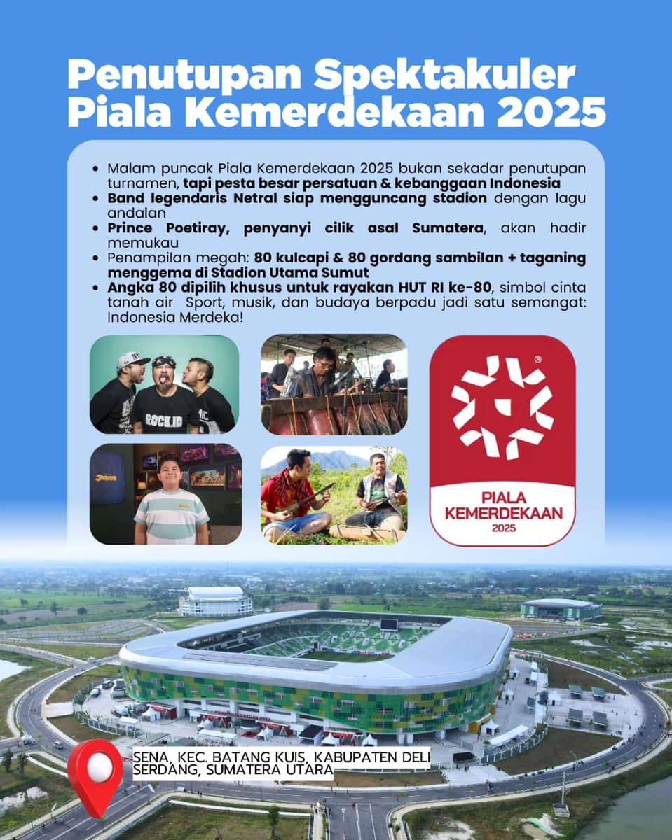 Me_k4y's tweet photo. Ciamik dan keren banget venue di sumut. 
Beneran pecah penutupan yang spektakuler
#GarudaMudaBerjaya
PialaKemerdekaan UntukIndonesia https://t.co/P9o51KvWKx