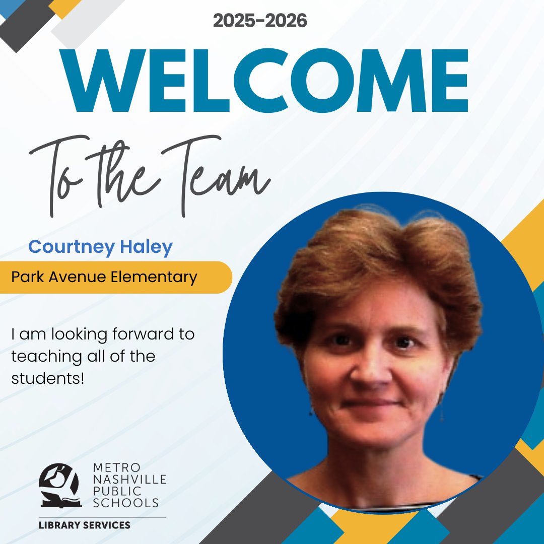 MNPSLibraries's tweet image. Welcome to the team, Courtney Haley! Courtney is the new librarian at Park Avenue Elementary and is looking forward to teaching all of the students! @metroschools @parkAveElemMNPS #mnpslibraries