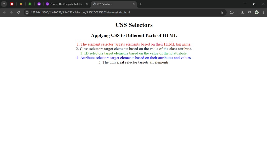 rasak_code's tweet image. Today I dived deeper into CSS selectors
I covered:
✅ Element Selector
✅ Class Selector
✅ ID Selector
✅ Attribute Selector
✅ Universal Selector
Each of these helps control how elements are styled in a webpage.
#CSSSelectors #WebDevJourney #FrontendDevelopment #CodeNewbie