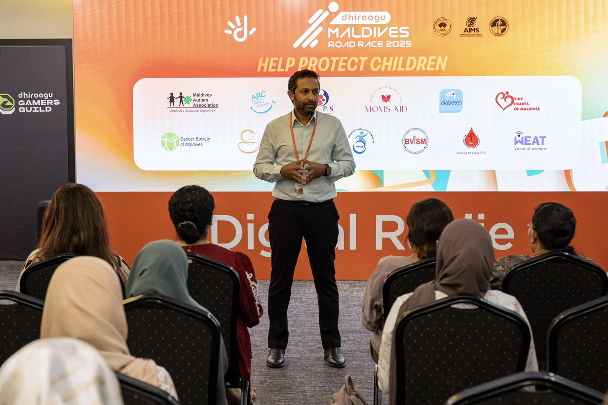 Dhiraagu's tweet photo. We hosted a special briefing for the endorsed NGOs of #DMRR2025, highlighting how they can use the event to raise funds and spread awareness for their causes 🧡
Learn more about this year’s endorsed NGOs and discover how you too can support the mission to #HelpProtectChildren at 👉 https://t.co/fChAhi3Dku
🏃♀️ Join us in making every step count!
#DhiraaguMaldivesRoadRace #LargestRunInTheMaldives #HelpProtectChildren