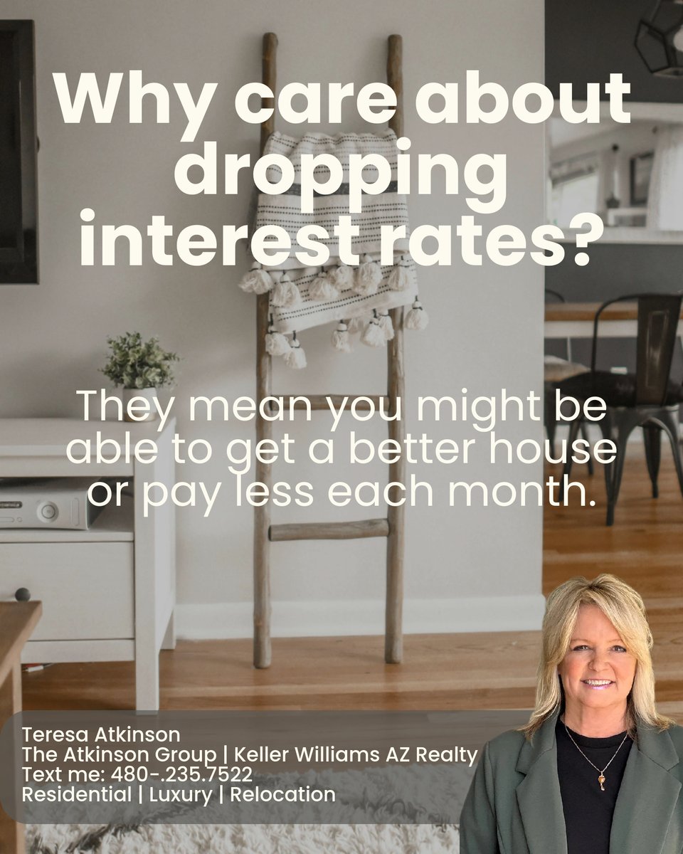 AtkinsonArizona's tweet image. Interest rates are dipping! 📉 Wondering if it's the right time to snag that luxe Scottsdale property or invest in your first home? Lower rates can mean higher buying power &amp;amp; increased property value. 🤔 Ready to dive in? Let’s chat! #ScottsdaleRealEstate