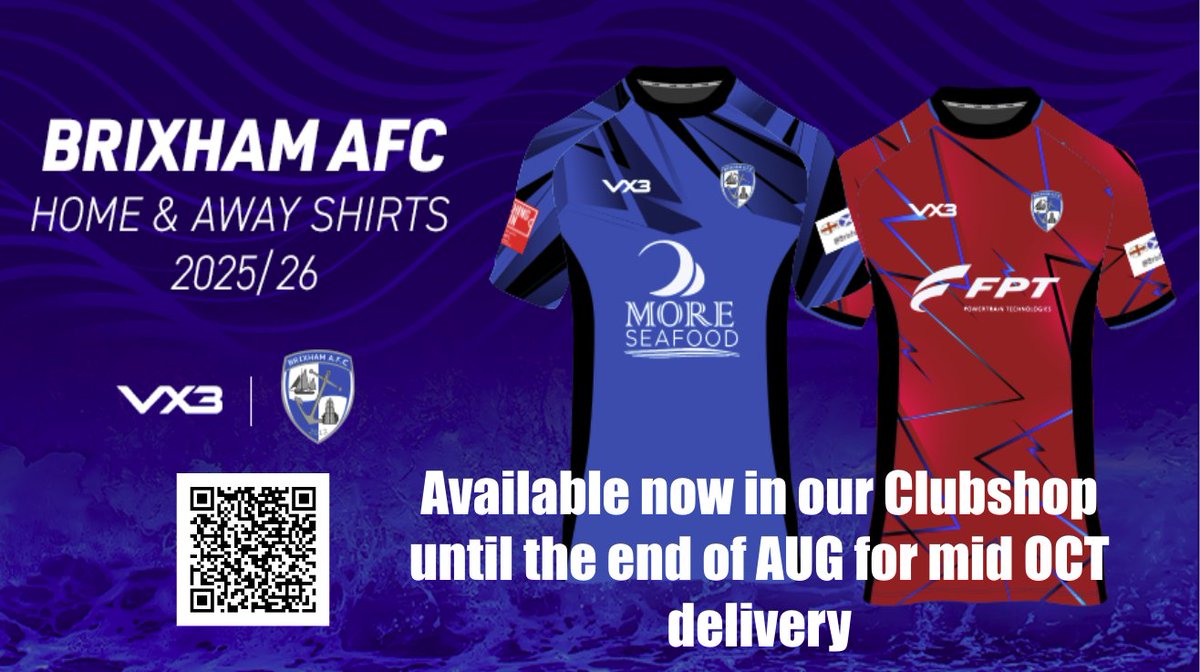 Brixham AFC (@brixhamafc) on Twitter photo <a href="/BrixhamAFC/">Brixham AFC</a>'s Season 25/26 replica playing shirts are now available in our VX3 Clubshop for a limited time.
Get yours today!
loom.ly/J1TkmWU
<a href="/moreseafood/">More Seafood ltd</a>
<a href="/PumpTechLtd/">Pump Technology</a>
@fptindustrial
<a href="/BrixhamCasuals/">Brixham Casuals</a>
<a href="/Brixhamfishmkt/">Brixham Fish Market</a>
<a href="/SouthernLeague1/">The Pitching In Southern Football League</a>
<a href="/swsportsnews/">South West Sports News</a>
💙🤍💙🤍
BLUE ARMY <a href="/BrixhamAFC/">Brixham AFC</a>'s Season 25/26 replica playing shirts are now available in our VX3 Clubshop for a limited time.
Get yours today!
loom.ly/J1TkmWU
<a href="/moreseafood/">More Seafood ltd</a>
<a href="/PumpTechLtd/">Pump Technology</a>
@fptindustrial
<a href="/BrixhamCasuals/">Brixham Casuals</a>
<a href="/Brixhamfishmkt/">Brixham Fish Market</a>
<a href="/SouthernLeague1/">The Pitching In Southern Football League</a>
<a href="/swsportsnews/">South West Sports News</a>
💙🤍💙🤍
BLUE ARMY