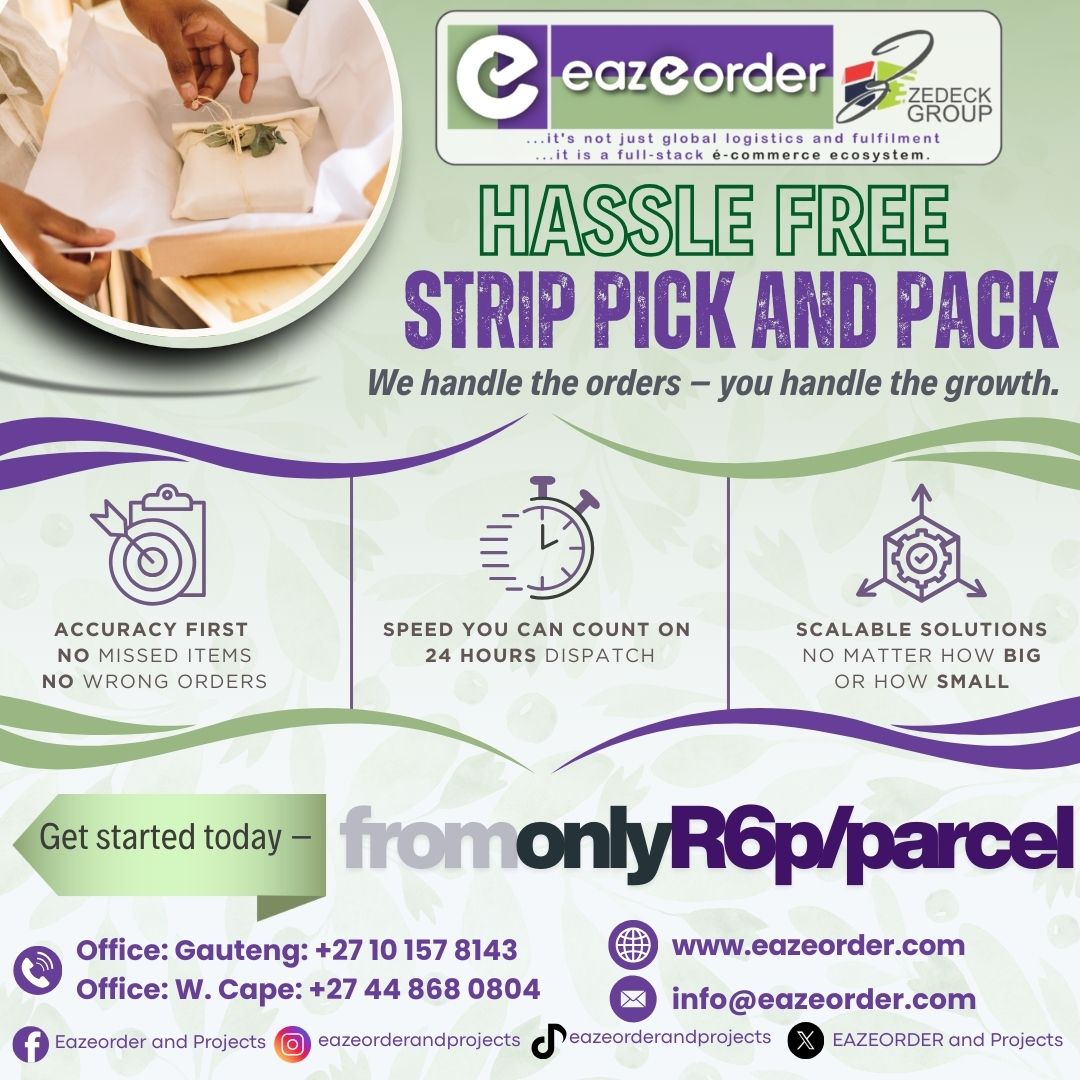 Hassle-Free Strip Pick &amp; Pack
We handle the orders — you handle the growth.

#SmartWarehousing #RetailSolutions #PickAndPack #OrderFulfilment #BusinessGrowth #LogisticsMadeEasy #ScaleWithEase #EcommerceSupport #WarehouseEfficiency #NoMoreHassle #Eazeorder