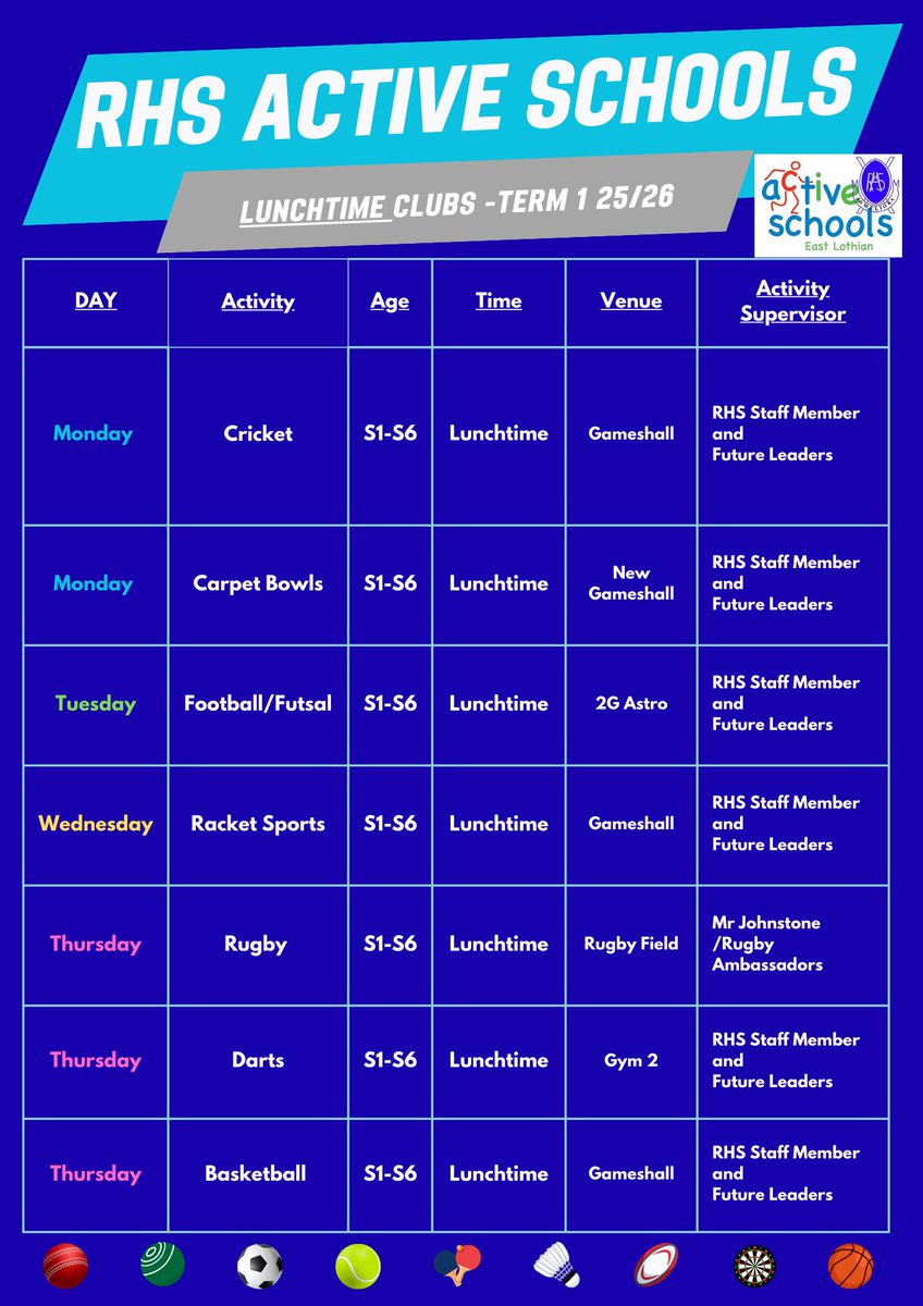 RossHighSport's tweet photo. Ross High School Active School Extra Curricular Activities 25/26 Term 1 now available to book https://t.co/C9shFLxhoI https://t.co/YXX2ka9IEN