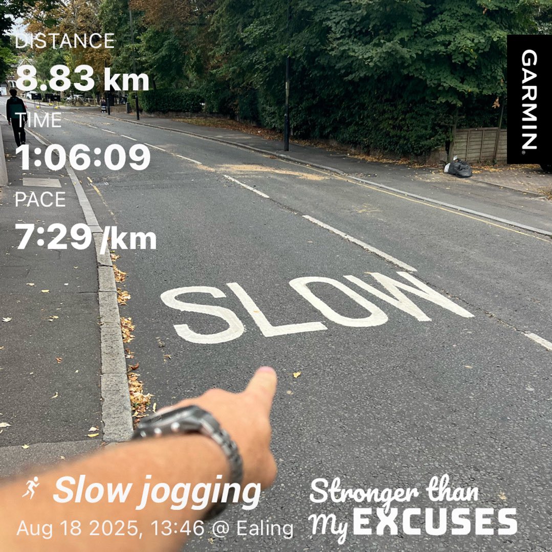 Yo! 🤩🤘🏻
Bit of slow jogging 🏃🏻‍♂️🐌✅
#ruszdupe
#moveyourass
#sloworfastmoveyourarse 
#slowjogging
#slowheroteam
#slowjog
#trucht
#bieg
#bieganie
#róbswoje
#weźniepierdolidźnatrening 
#trening
#london
#ealing
#hanwell
#mondaymood