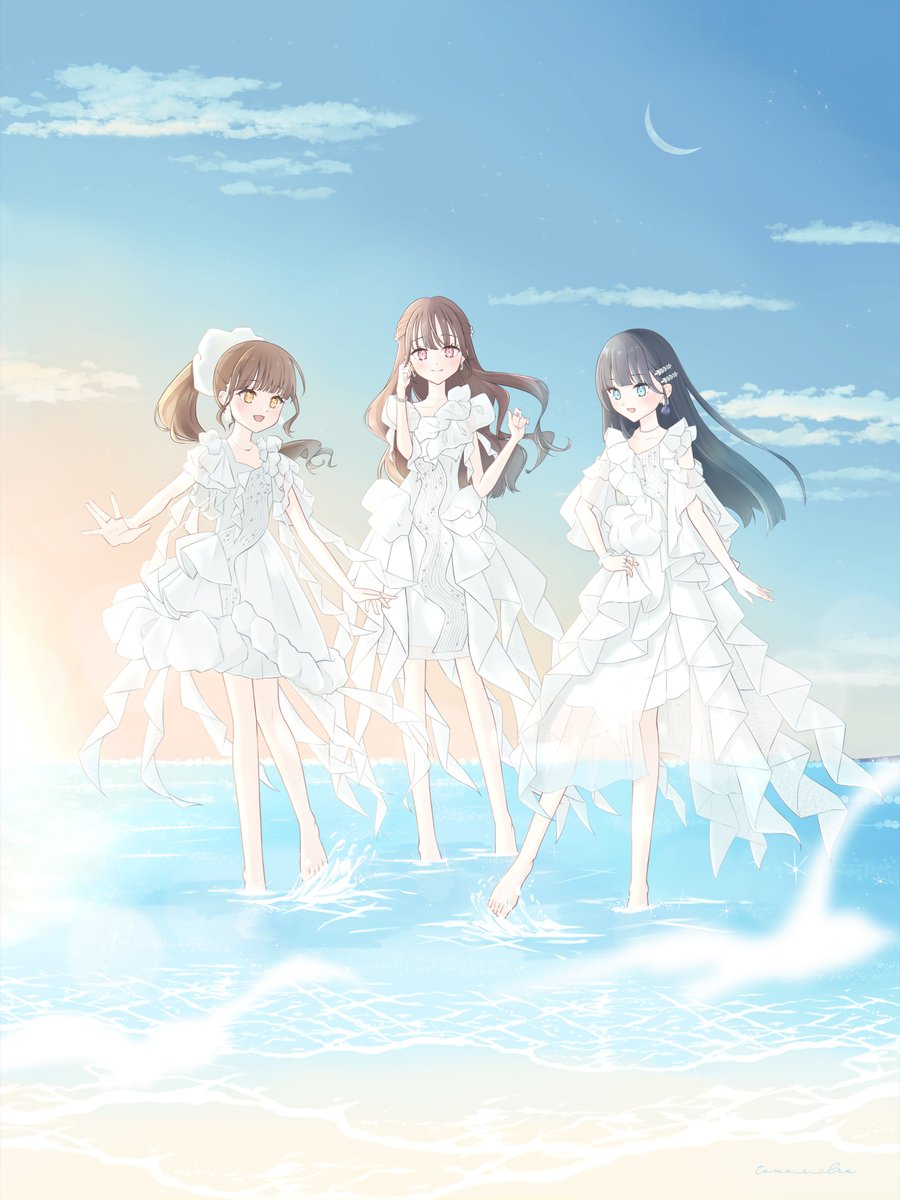 桃色の頬と
オレンジ朝日に
よく映えるオーシャンブルー

#ClariS #Umitsuki #ClariS_Umitsuki

ついに第3章初シングルのフラゲ日！おめでとう！🪼🌙
3人のいろんな魅力が詰まった3曲、とってもとっても楽しみにしています！ﾊﾔｸｷｷﾀｲ🤍

（大きめで描いたので4Kで見ていただけたら嬉しいです🫣）