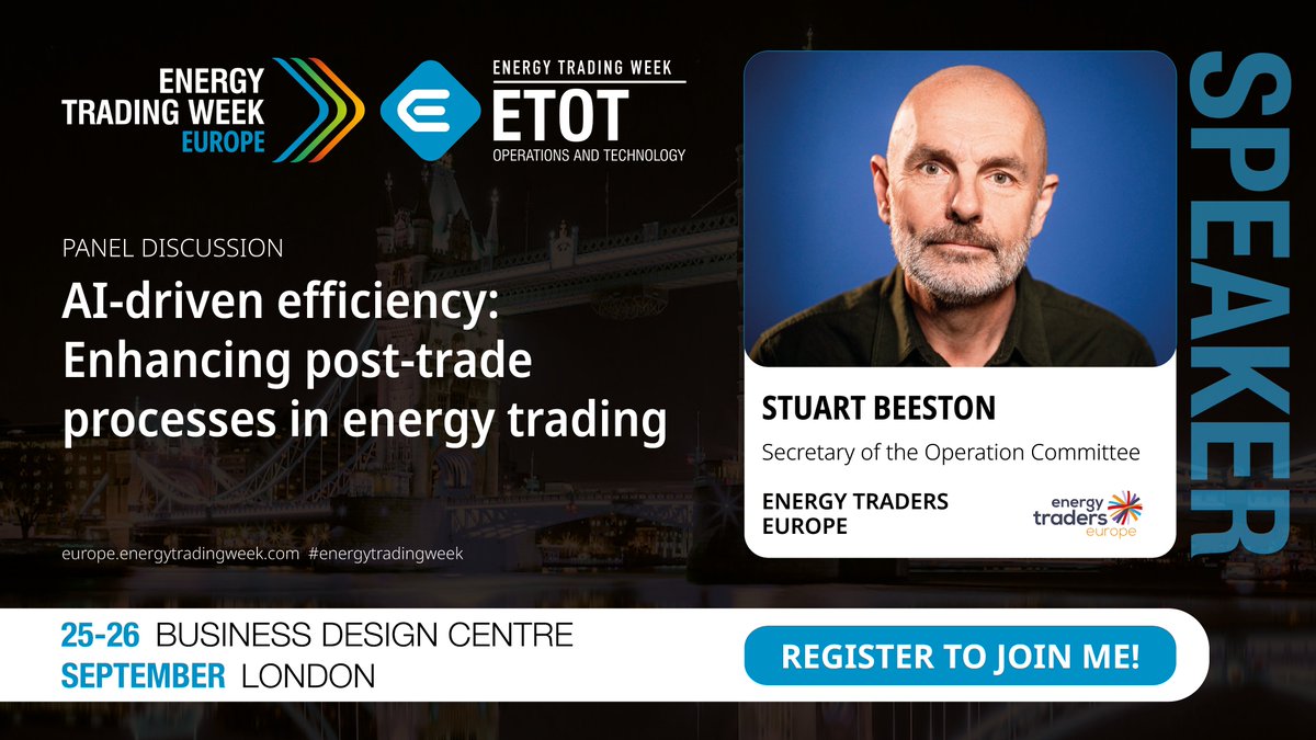 🎤 Catch Stuart Beeston at #EnergyTradingWeek in London (25–26 Sept) as he chairs the ETOT stream, with discussions on ops &amp; tech in #energytrading, #automation &amp; post-trade processes. Register &amp; check out the full agenda here 👉 europe.energytradingweek.com

<a href="/Commodities_Ppl/">Commodities People</a>