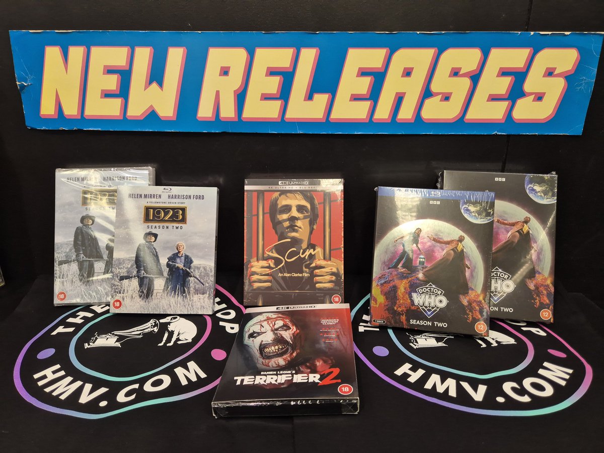the new releases out today, including #Yellowstone 1923 season two, #doctorwho season two, scum, and #terrifier2 
#hmv #hmvburton