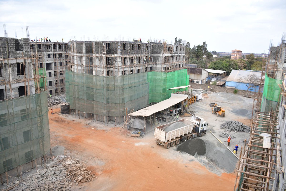 boma_yangu's tweet photo. A landmark initiative under the Affordable Housing Programme (AHP) and implemented by the State Department of Housing and Urban Development, the Thika Uti Affordable Housing Project is transforming urban living by providing modern, affordable homes while generating economic opportunities for the local community.
Launched in December 2024, the project comprises six blocks with a total of 573 housing units. 
Block B features spacious two- and three-bedroom apartments, while Block A offers social housing units in both two- and three-bedroom configurations, catering to diverse household needs.
The estate is thoughtfully planned with a range of community amenities, including a clubhouse, basketball court, kindergarten, children's play area, 32 retail shops and ample roadside parking, ensuring residents enjoy convenience, recreation and social interaction.
The project has already generated 271 jobs, directly engaging 60 carpenters, 20 masons, 140 casual labourers, six equipment operators, 20 steel fixers, seven welders, seven drivers, four security personnel and seven student trainees from local institutions. 
This employment not only provides livelihoods but also enhances skills development and stimulates economic activity in the surrounding community.