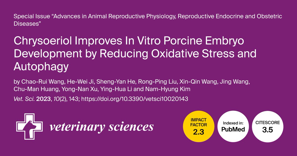📌Welcome to read the highly cited paper on:

#porcineembryo #oxidativestress #autophagy

🎓By: Chao-Rui Wang, Nam-Hyung Kim from Wuyi University, Jiangmen, China

🔎Read more at: mdpi.com/2306-7381/10/2…