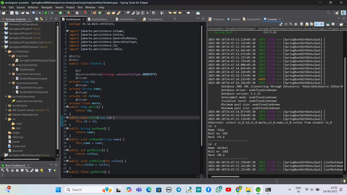 AjayAnerao4's tweet photo. 🚀 Worked on Spring Data JPA (Java Persistence API) with Spring Boot. Auto table creation CRUD without SQL Clean, maintainable code No wonder JPA is highly demandable in industry – it boosts productivity &amp; is widely used in enterprise apps.  
#SpringBoot #SpringDataJPA   #Java https://t.co/P8sDKiYBXV