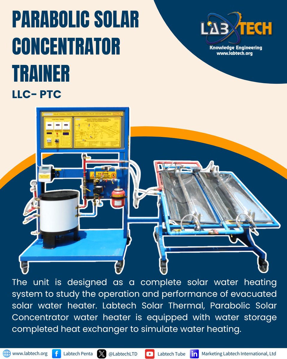 LabtechLTD's tweet image. Labtech International – Parabolic Solar Concentrator Trainer – LLC-PTC