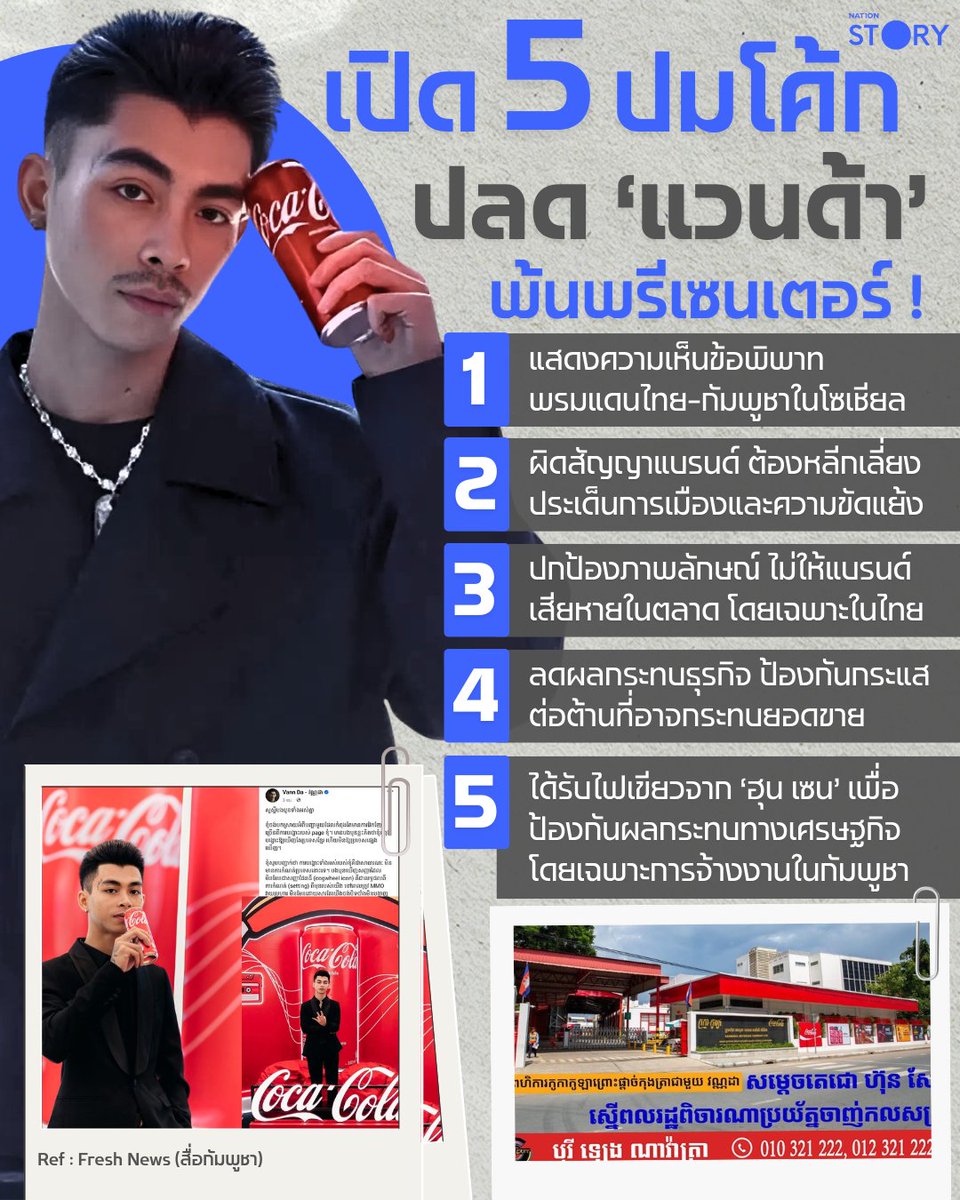 NationOnlineth's tweet photo. INFO : เปิด 5 ปมธุรกิจ “โค้ก” ฉีกสัญญา “แวนด้า” แร็ปเปอร์ดังเขมร เซ่นโพสต์การเมืองพรมแดนไทย-กัมพูชา กระทบเงื่อนไขพรีเซนเตอร์ อ้างต้องปกป้องภาพลักษณ์-ธุรกิจ ด้าน “ฮุน เซน” ไม่ติด หนุนการตัดสินใจต้องรักษาเศรษฐกิจประเทศ
.
#โค้ก #CocaCola #แวนด้า #vannda_វណ្ណដា #VannDa #แร็ปเปอร์ #ชาวกัมพูชา #พรีเซนเตอร์ #ฉีกสัญญา #สัญญาธุรกิจ #ฮุนเซน #NationSTORY