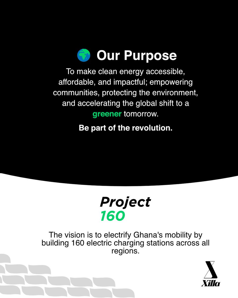 Prime_Xilla's tweet photo. Xilla’s Project 160 aims to electrify Ghana’s mobility by building 160 EV charging stations nationwide. A greener tomorrow starts today.
#CleanEnergy
#Project160
#XillaEnergy https://t.co/cw9wmAoxNe