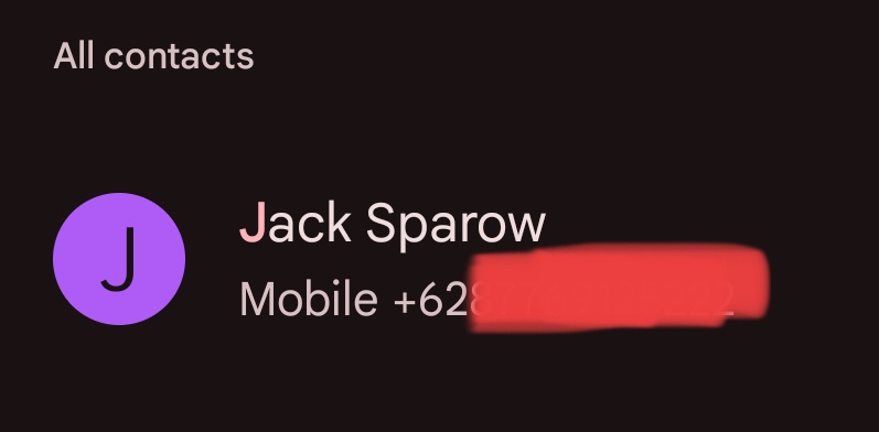 I don't remember I have a Jack Sparrow number....