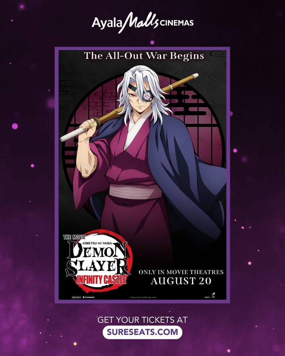 Get ready to witness Tengen Uzui, the Sound Pillar of the Demon Slayer Corps and the only ninja of the group, in the highly anticipated “Demon Slayer: Kimetsu no Yaiba – Infinity Castle” at Ayala Malls Cinemas starting August 20.

🎟 Book your tickets now