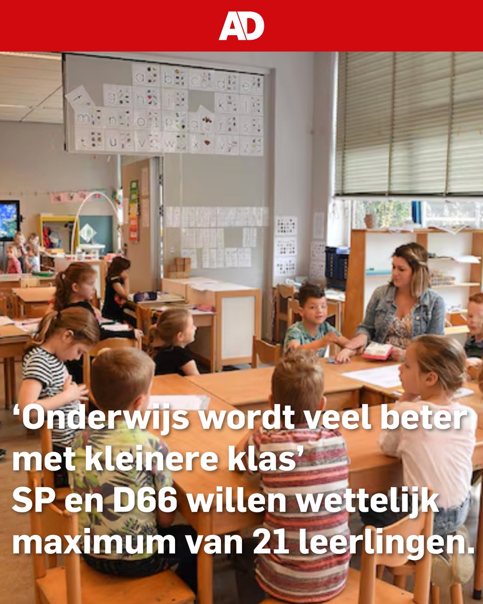 Niet meer dan 21 leerlingen in de klas! SP-Kamerlid <a href="/SandraBeckerman/">Sandra Beckerman</a> kondigt vandaag een initiatiefwet aan samen met D66 om dit te regelen.

Zo is er meer aandacht voor elke leerling, waardoor iedereen beter kan leren.

En we verlagen de werkdruk voor leraren, waardoor minder
