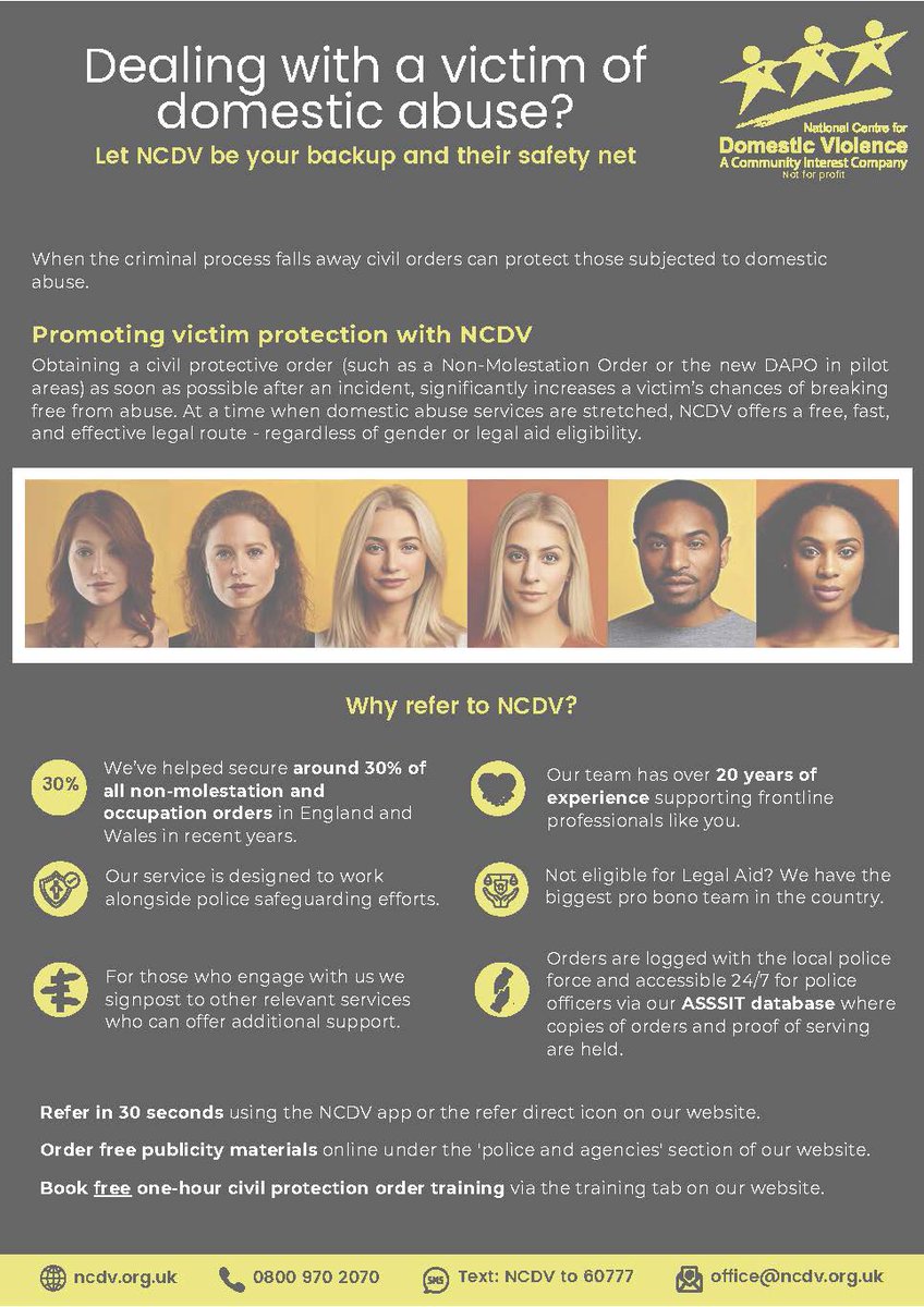 Dealing with a victim of #domesticabuse ? Click here for more details of the <a href="/NCDV_Official/">NCDV - National Centre For Domestic Violence</a> bit.ly/PL-NCDV