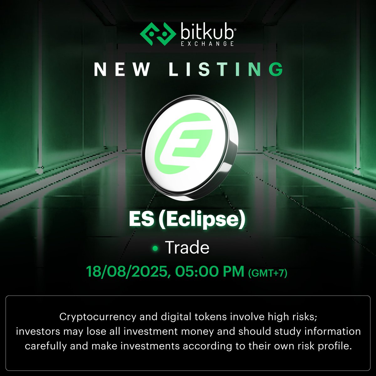 New Listing: ES . @EclipseFND $ES is now available on Bitkub! . Check the  current prices of ES at: https://t.co/ZtJnoZhmrh . Cryptocurrency and  digital tokens involve high risks; investors may lose all
