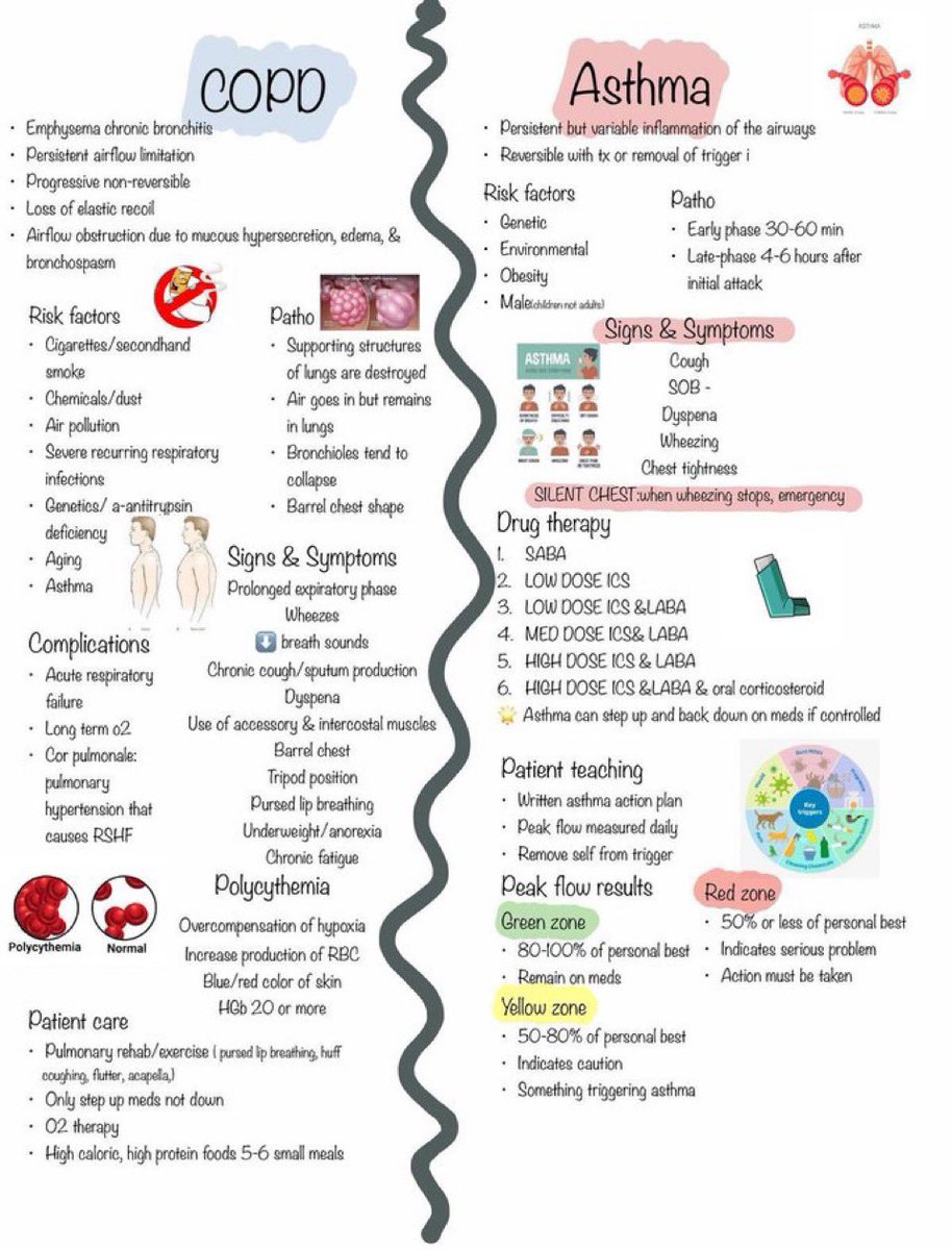 yos021's tweet photo. الفرق بين Asthma و COPD https://t.co/luS4OaRKwK
