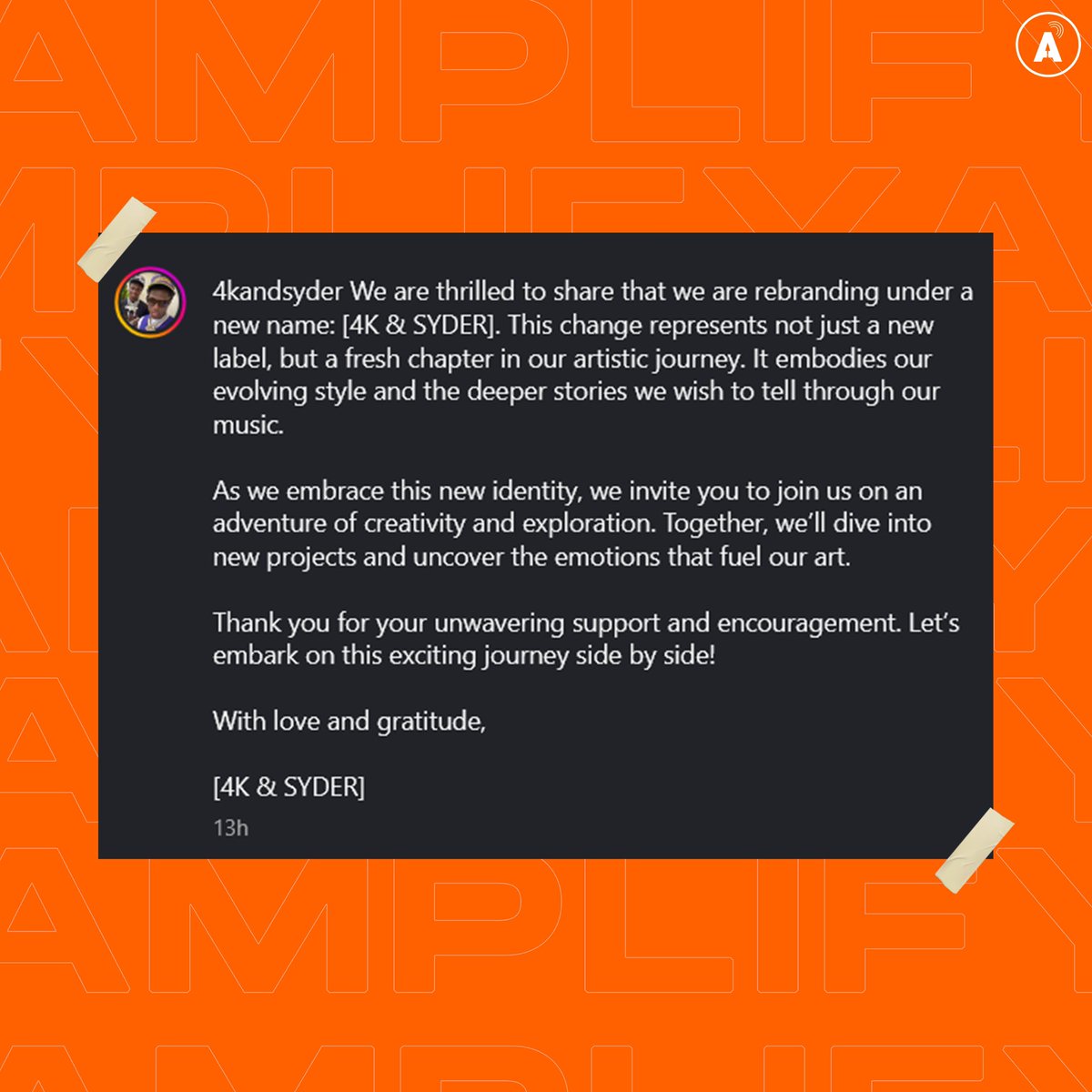 Amplify Ghana (@amplifygh) on Twitter photo ๐ฌ๐ญ๐จ๐ถ Formerly known as G-Migos, the duo behind the viral hit โPressโ have officially rebranded as 4K & SYDER (<a href="/4kandsyder/">4K & SYDER</a>)
โ This marks a bold new chapter in their journey to carve a distinct identity in Ghanaโs ever-evolving music scene๐งก ๐ฌ๐ญ๐จ๐ถ Formerly known as G-Migos, the duo behind the viral hit โPressโ have officially rebranded as 4K & SYDER (<a href="/4kandsyder/">4K & SYDER</a>)
โ This marks a bold new chapter in their journey to carve a distinct identity in Ghanaโs ever-evolving music scene๐งก