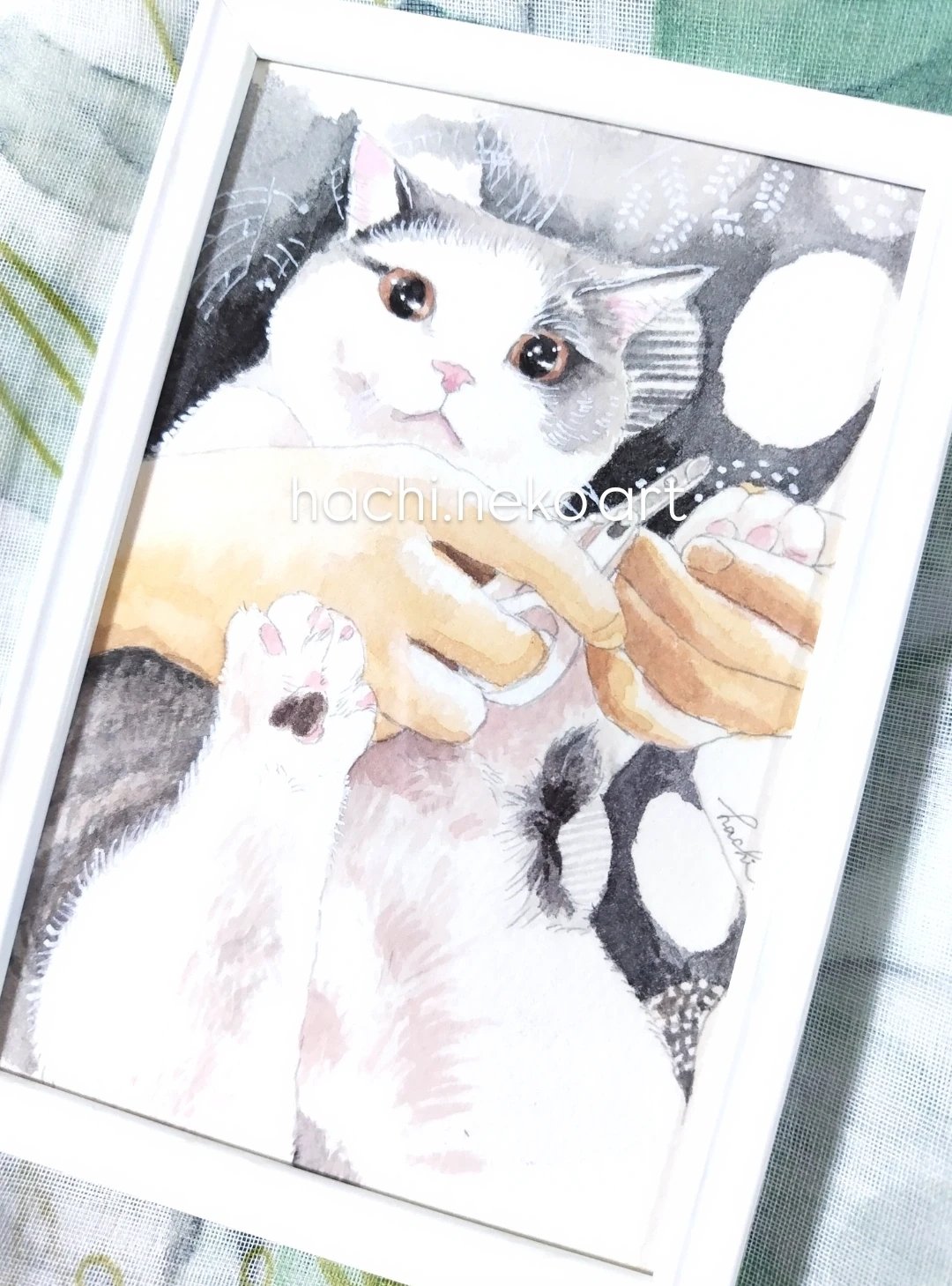 「ハッチ2」猫イラスト（原画） ハッチ2」猫イラスト（原画） はち・ねこ画家🎨ご依頼受付中