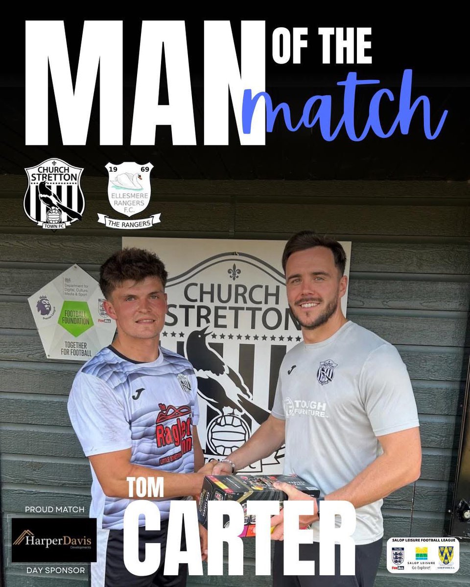 Saturdays Man of the Match, chosen by match day sponsor HarperDavis Developments, was Tom Carter💪

A big thank you to HarperDavis Developments for sponsoring our home game vs Ellesmere Rangers.