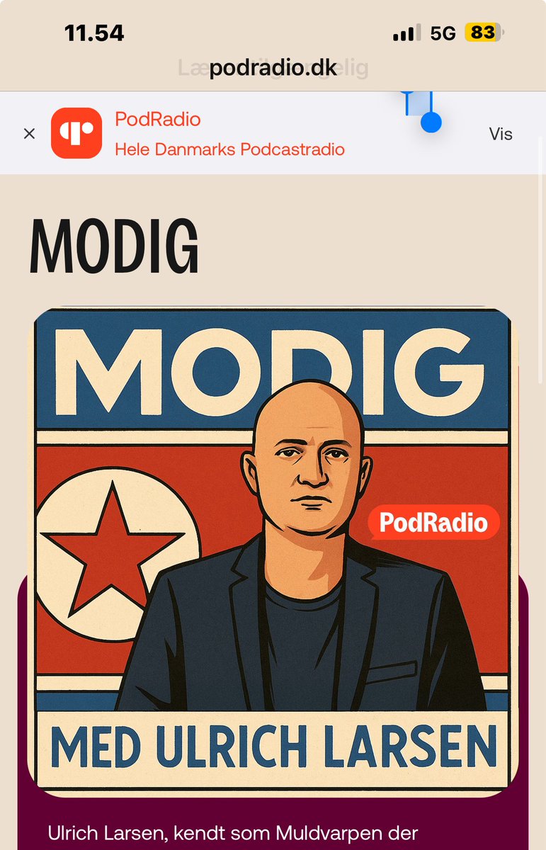 TheMoleUlrich's tweet photo. https://t.co/akt9kgu1O6

Jeg er blevet vært på min egen podcast - følg linket og lyt til mine spændende samtaler med bl.a. @larsseier @mrconfino samt mange flere spændende og modige mennesker 
#PodRadio #Modig https://t.co/zba8rmGCQi
