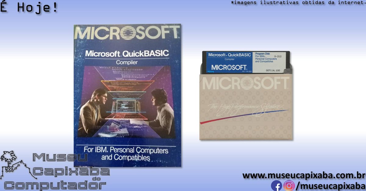 museucapixaba's tweet photo. É hoje! O Microsoft QuickBASIC faz 40 anos!

+em https://t.co/WTVa8eNTyd

#MuseuCapixaba #mcc #éhoje #museu #Tecnologia #Retro #Geek #BASIC #Microsoft #QuickBASIC #BASIC86 #MicrosoftBASIC #BASICPDS #VisualBasicforDOS #IBMPC #IDE #AltairBASIC #GWBasic #VisualBasic #FreeBASIC #QB64 https://t.co/ljtWDeYWTu
