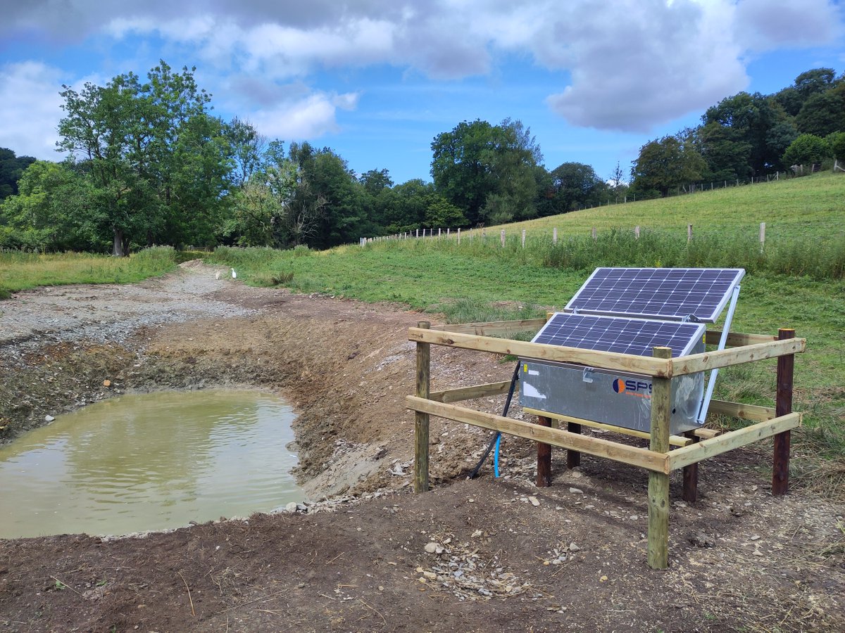 A new solar water pump was installed along a section of riparian floodplain recently. Parts of the river Lugg has run dry for long periods, so the pump was placed next to a sediment trap meaning water is now available for livestock when it’s not flowing in the main river channel.