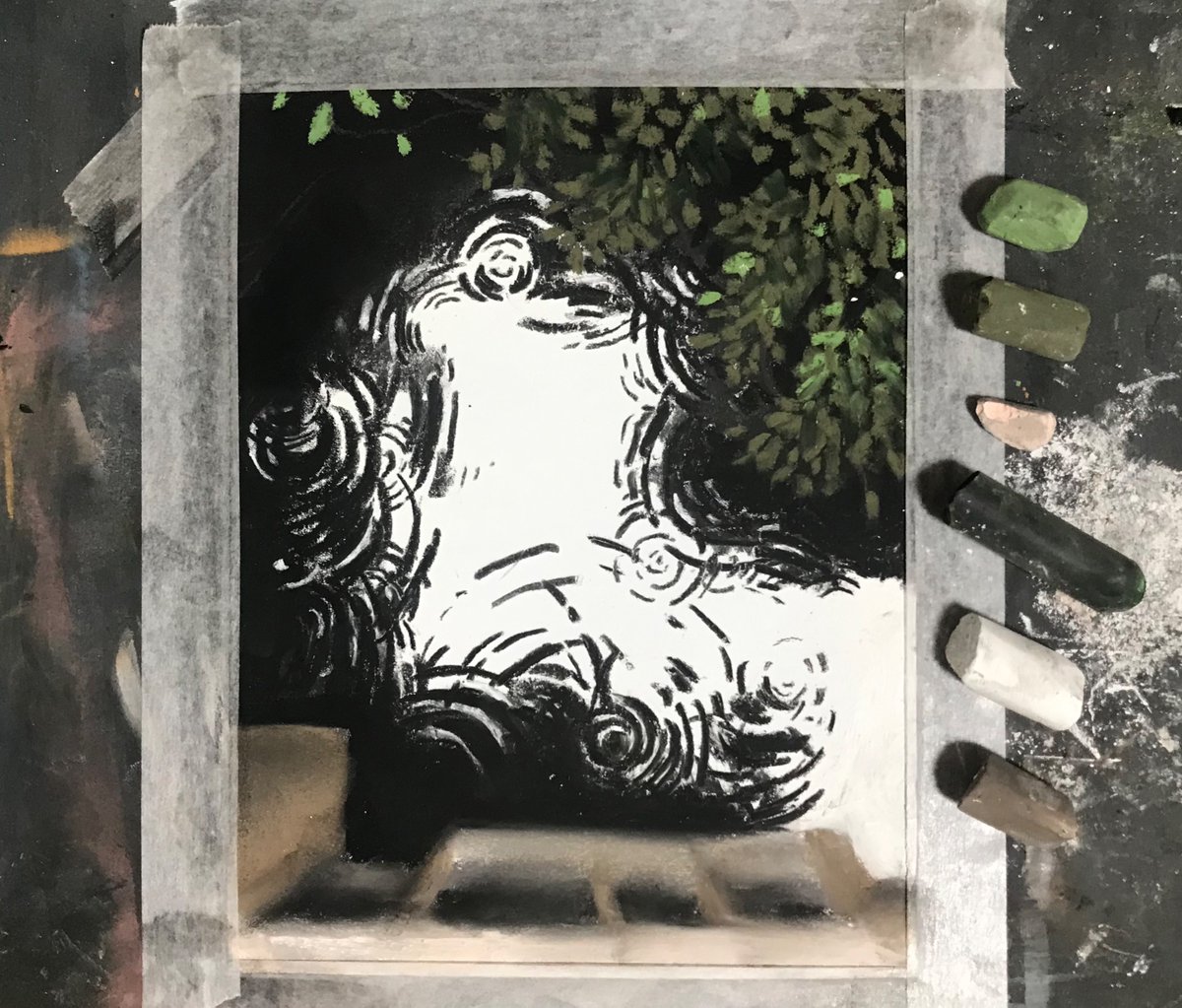 6色で描く雨の水面