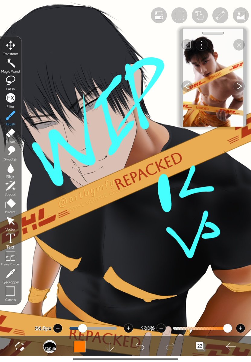 artbymfy's tweet image. He’s wearing a shirt today. Tomorrow? Can’t promise.. 🎁
#TojiWeek2025 #toji #wipart #jjk