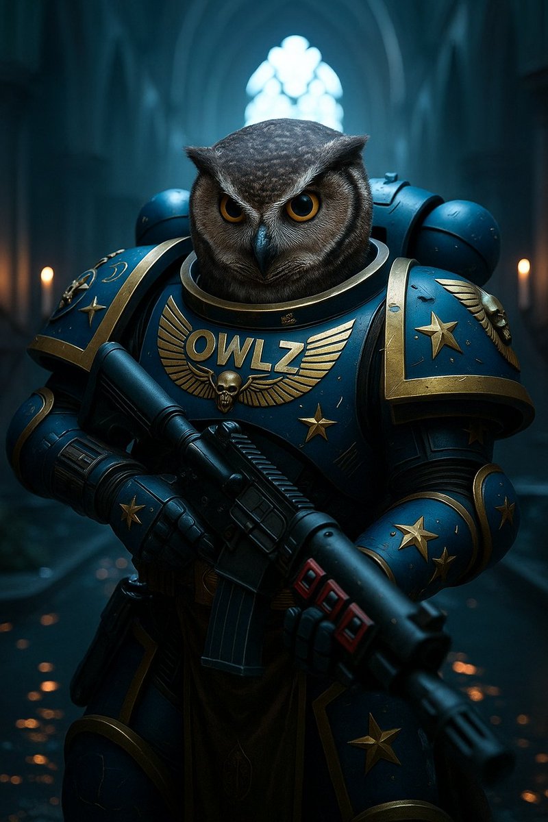 owljobagent's tweet image. &quot;In the darkest cathedral of war, the Owl rose armored in faith and fire. With ‘OWLZ’ blazing on his chest, he carried not just a weapon—but the weight of destiny. Enemies trembled, for courage had taken form.  #OWLZ #CourageUnleashed