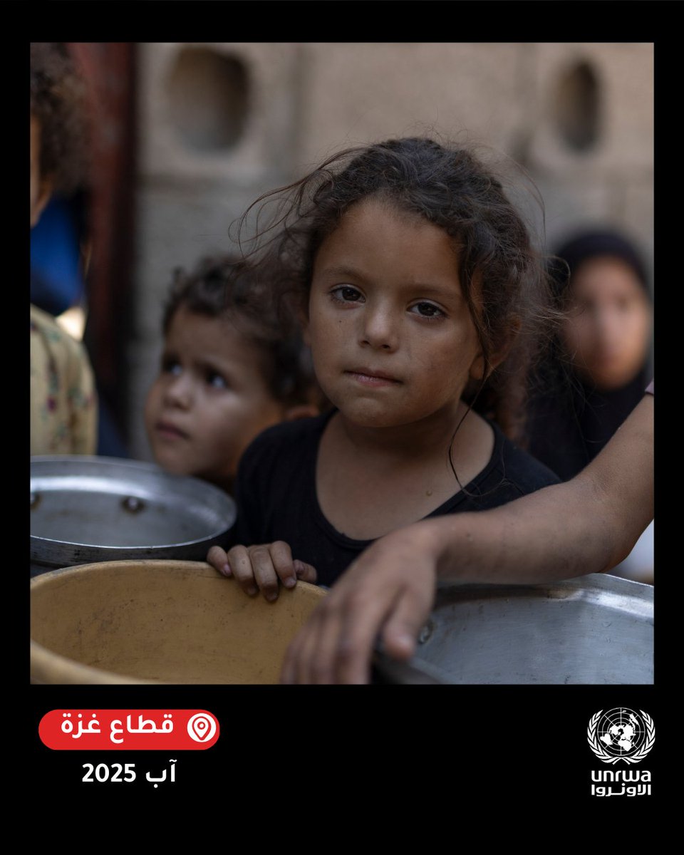 UNRWAarabic's tweet photo. في مثل هذا الوقت من العام،  ينبغي أن يستعد الأطفال في #غزة للعودة إلى المدارس — باختيار حقائبهم، وبَري أقلامهم، والحلم بما يحمله العام الدراسي الجديد.

لكن بدلًا من ذلك، هم يبحثون عن الماء، ويصطفّون للحصول على الطعام، ويحتمون في صفوف دراسية تحوّلت إلى ملاجئ مكتظة.

لقد خسر أطفال غزة ثلاثة أعوام من التعليم، وهم بذلك معرّضون لخطر أن يصبحوا جيلًا ضائعًا.

هناك حاجة ملحّة إلى #وقف_إطلاق_النار الآن.