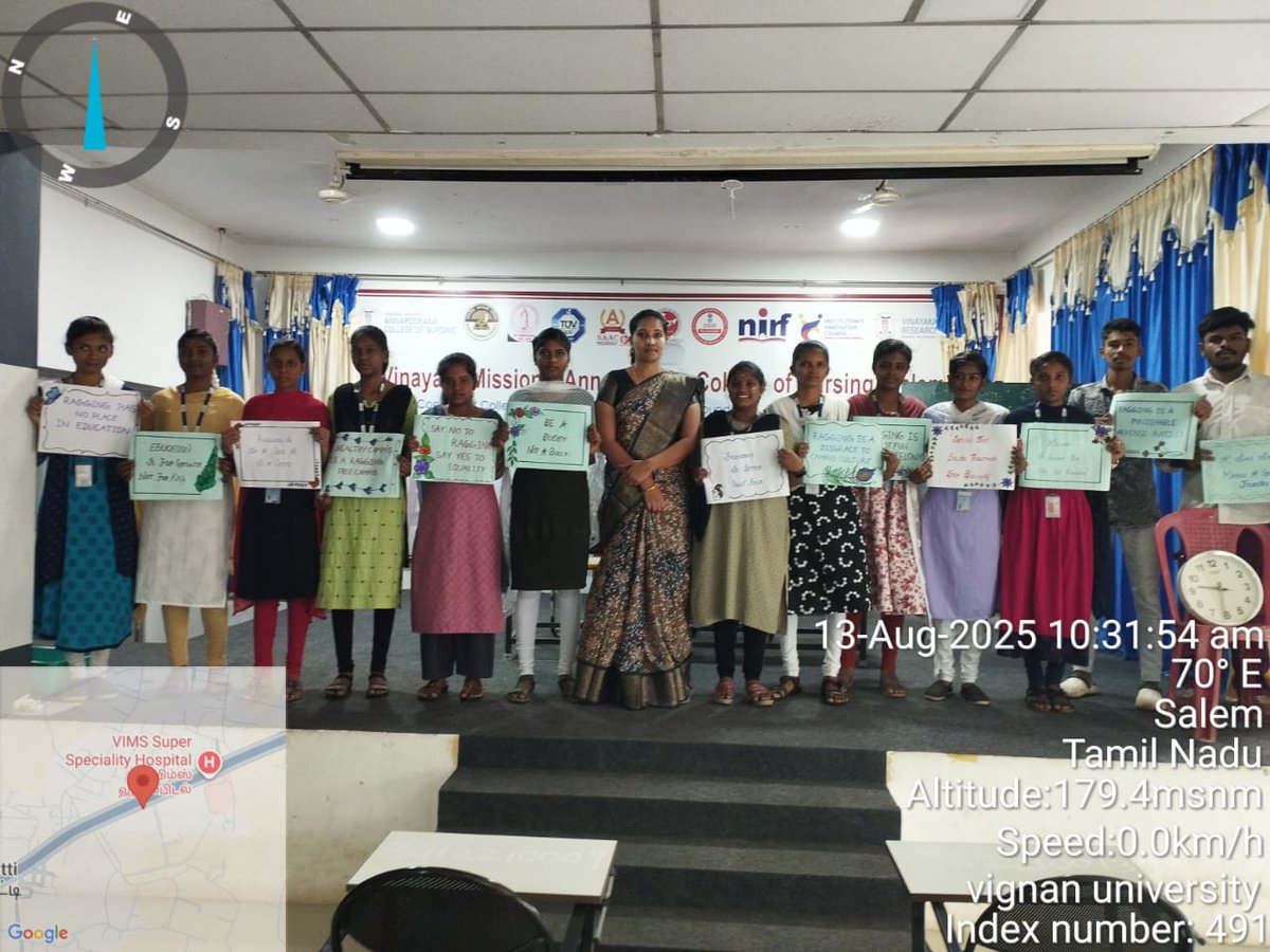 VMACON1991's tweet photo. Anti-Ragging Week Celebration – Vinayaka Missions Annapoorana College of Nursing, Salem

Vinayaka Missions Annapoorana College of Nursing, Salem, observed Anti-Ragging Week from 12.08.2025 to 16.08.2025 with various awareness activities.The inauguration was done by our Principal https://t.co/iIbhWBth8o