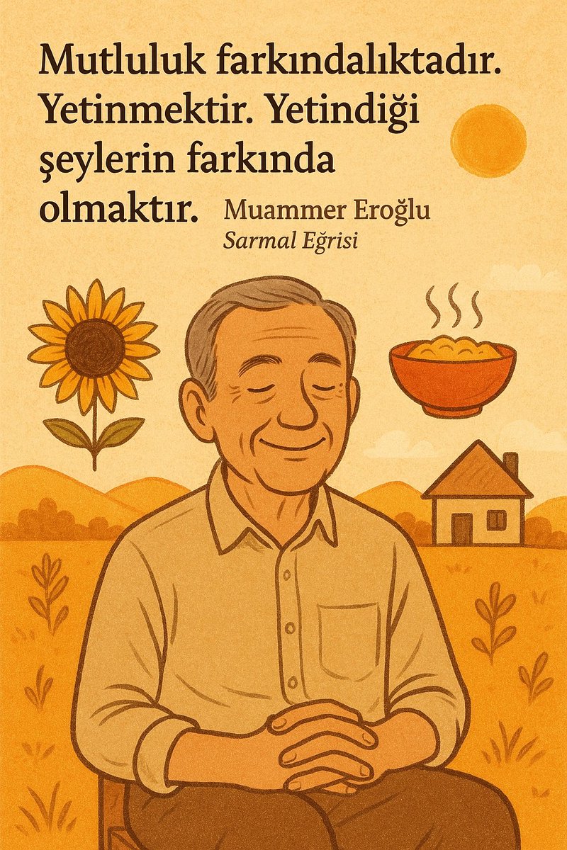 Mutluluk farkındalıktadır. Yetinmektir. Yetindiği şeylerin farkında olmaktır. - Muammer Eroğlu, Sarmal Eğrisi