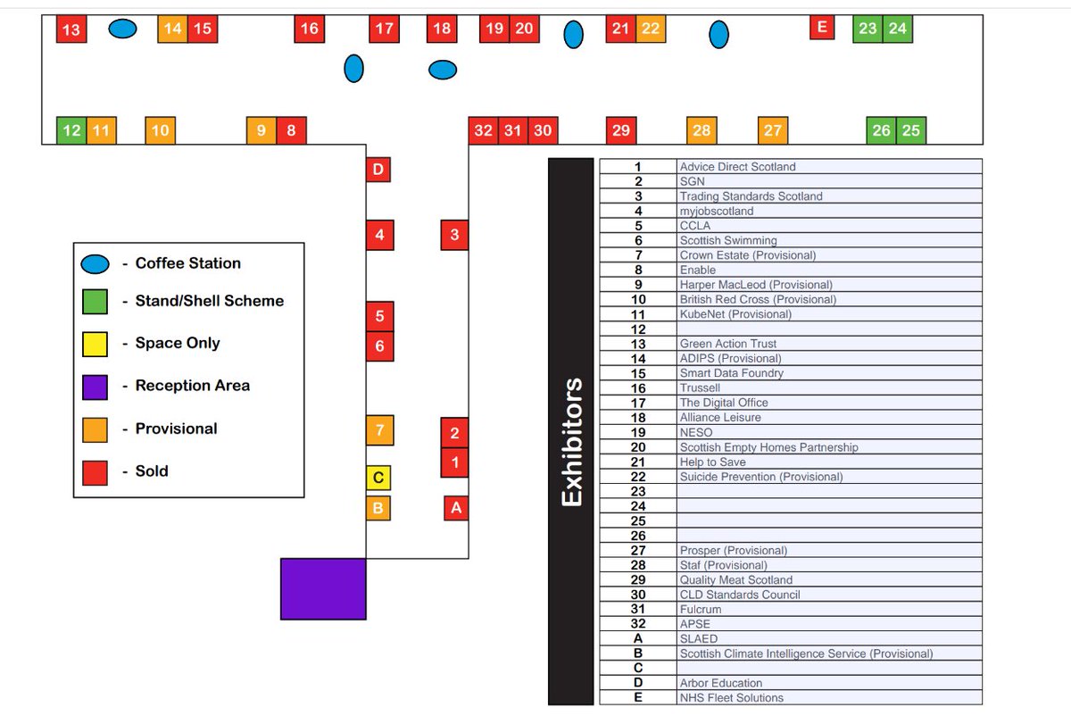 COSLA (@cosla) on Twitter photo ⏰LAST FEW SPACES
Just a few Exhibition Stands are left for the <a href="/COSLAEvents/">COSLA Events</a> Annual Conference at the Fairmont, St Andrews on the 13th & 14th November.
Interested in exhibiting? Contact alex@cosla.gov.uk for more info.
Check out the map below to see which spaces are left⬇️ ⏰LAST FEW SPACES
Just a few Exhibition Stands are left for the <a href="/COSLAEvents/">COSLA Events</a> Annual Conference at the Fairmont, St Andrews on the 13th & 14th November.
Interested in exhibiting? Contact alex@cosla.gov.uk for more info.
Check out the map below to see which spaces are left⬇️