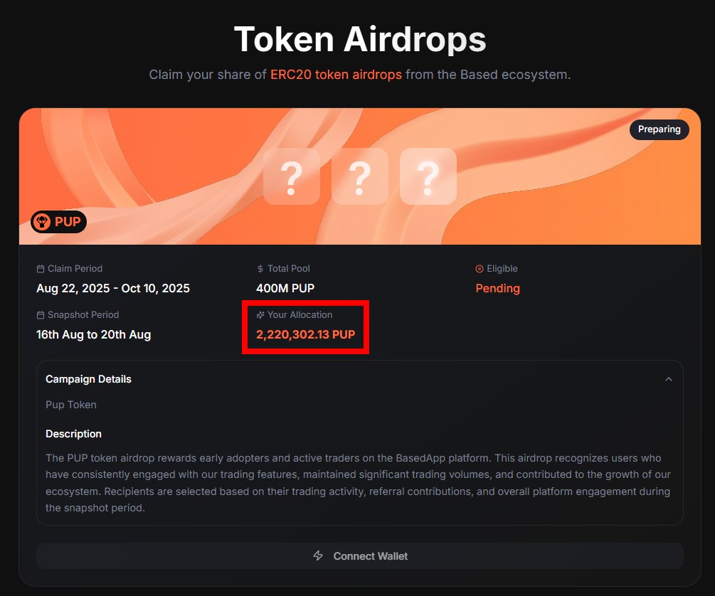 HyperliquidHari's tweet image. Based(@BasedOneX)'s first token $PUP (on #HyperEVM)

Supply 1B; 40% airdrop to early users

Conservative TGE band: FDV $5–10M ⇒ $0.005–$0.01 per PUP

Likely starts on BasedApp; Hyperliquid spot later is possible but unconfirmed

#BasedApp #Hyperliquid #Airdrop
