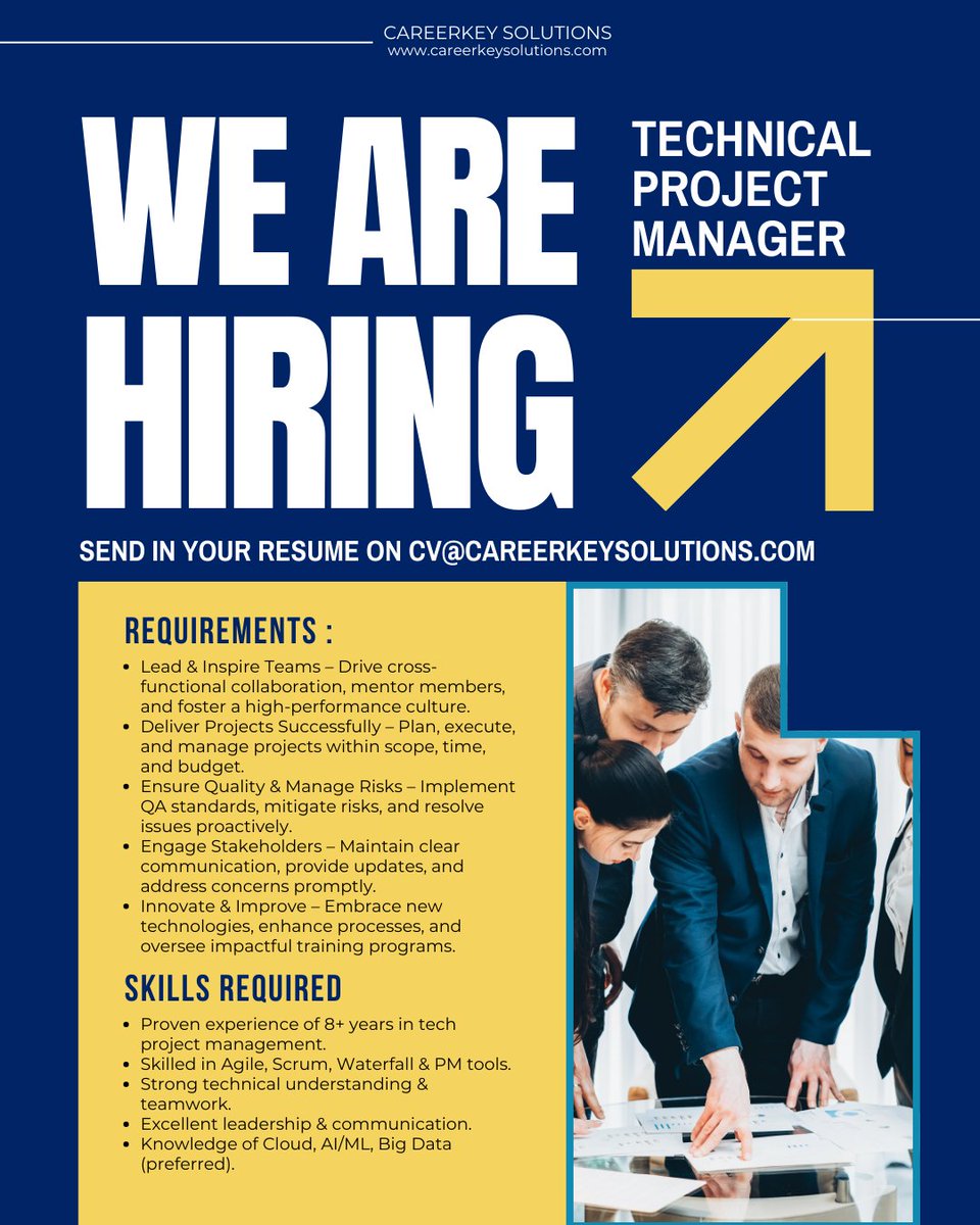 CareerkeyIndore's tweet photo. 🚨 CareerKey Solutions is hiring in Indore! 🚨
💻 Sr. MERN Stack Developer (3–5 yrs exp.)
📋 Technical Project Manager (8+ yrs exp.)
📩 Apply: cv@careerkeysolutions.com
📞 +91 6268267709
#Hiring #TechJobs #MERNStack #ProjectManager #IndoreJobs https://t.co/6AbtG4HOBg