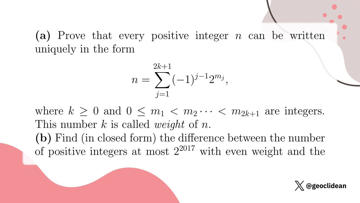 geoclidean's tweet image. Unique Representation
#Algebra #RMM #AdditiveCombinatorics #Representation #RMM2016