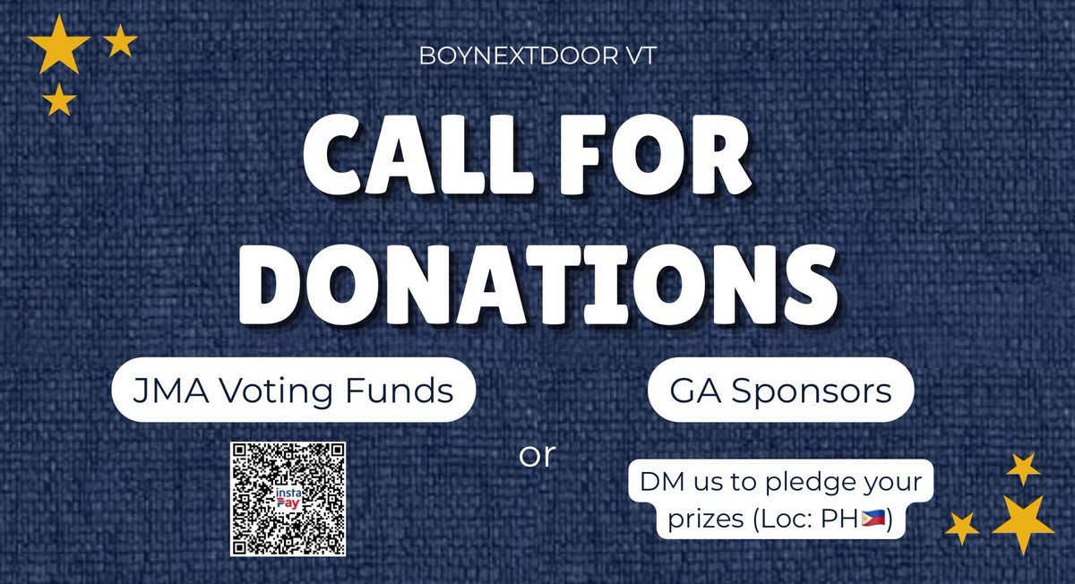 Knock, knock!
Who’s there?

Hi we’re raising funds and seeking sponsors for BOYNEXTDOOR's Japan Music Awards nomination! 
Your donations will go toward voting funds and giveaway sponsors sponsorship.

Let's help the boys bring home the win! DM us to get involved. 🗳️✨