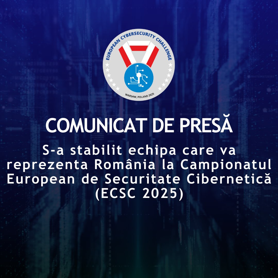 🔐 În perioada 9-13 august, 2025, a avut loc un bootcamp de pregătire al tinerilor calificați la #ECSC2025.

🔗 Mai multe detalii, precum și echipa care ne va reprezenta la ECSC 2025: dnsc.ro/citeste/comuni…

#DNSC #CyberChallenge #ECSC2025 #RoCSC2025 #OSC2025 #UnbreakableRomania