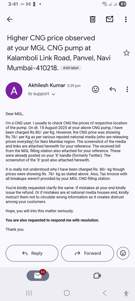 AkMaurya50's tweet photo. @mahanagargas As per your requirement, I have sent an email to the above address. Kindly look into the matter, please 🙏 https://t.co/gh9oXHnudK