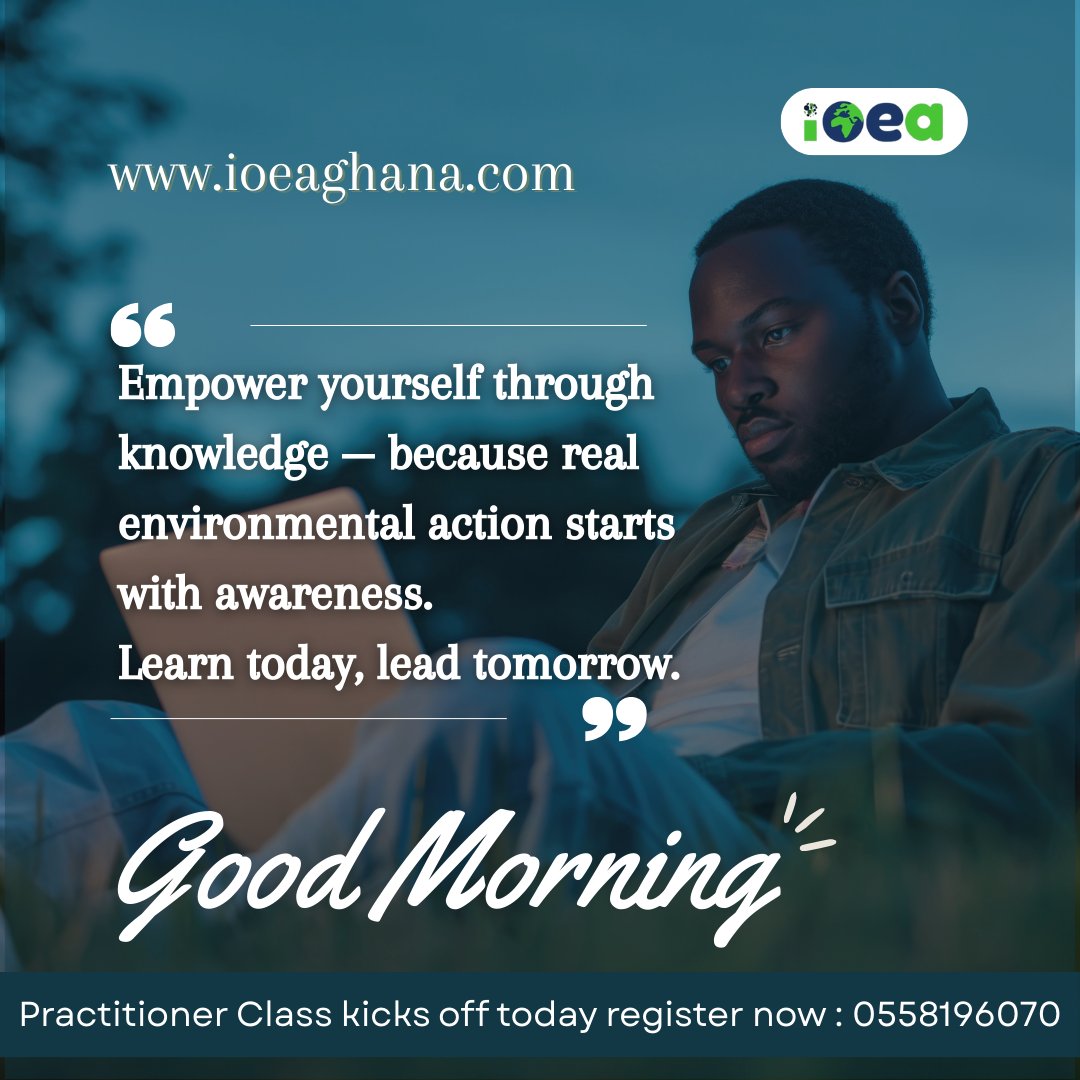 We start today! Join the Environment &amp; Sustainability training — 18th Aug 2025 (Online). Register now before sessions begin: ioeaghana.com/apply | Call: 020 864 4499 | 020 644 4712 | 055 819 6070

#SustainabilityTraining #CareerGrowth #PractitionerMembership #IOEAGhana